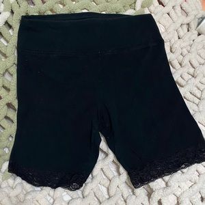 Black lace trim biker shorts